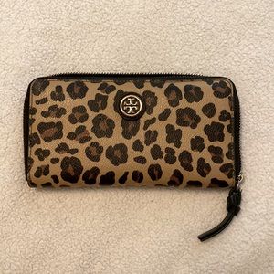 Tory Burch Leopard Zip Wallet